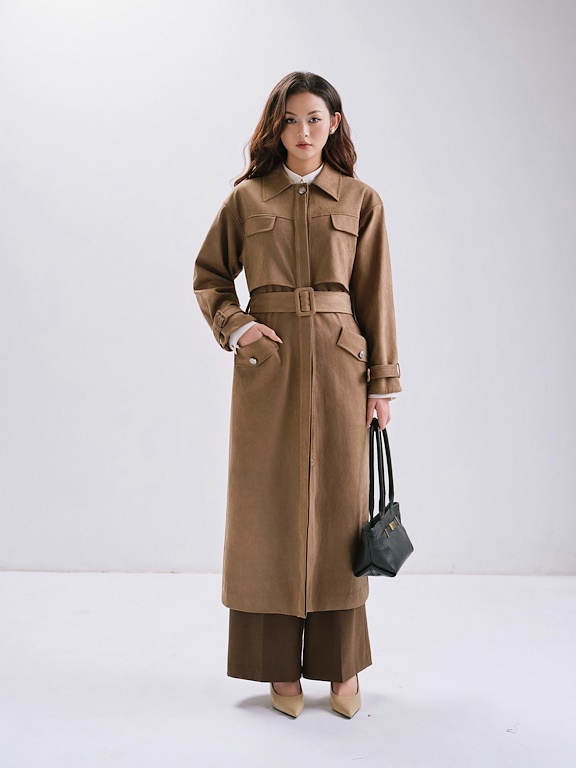 Áo trendcoat da lộn